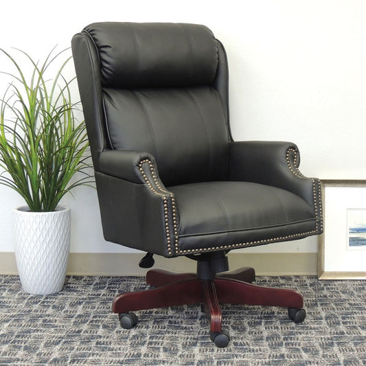 Lancaster Collection High Back Executive Swivel with Mahogany Base freeshipping - Barnhill Desk