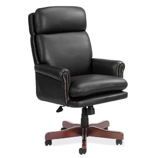 Black Leather Soft Vinyl High-Back Chair freeshipping - Barnhill Desk