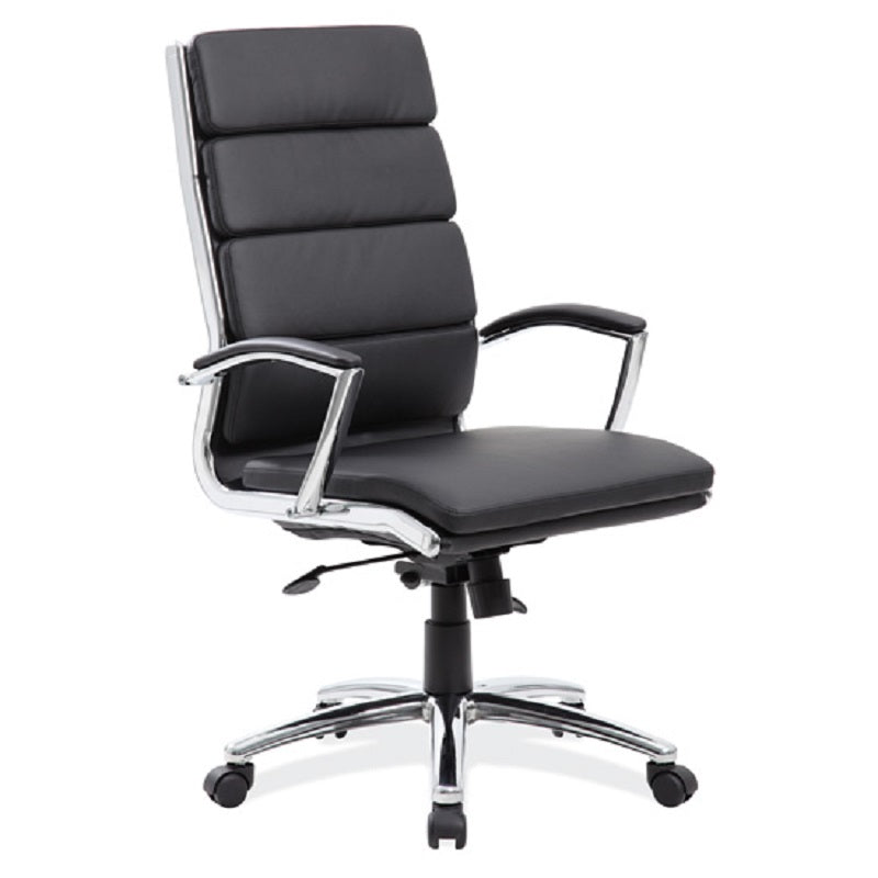 Executive High-Back Chair w/CHRM Base, Caster Accents & Screw Cap Covers freeshipping - Barnhill Desk