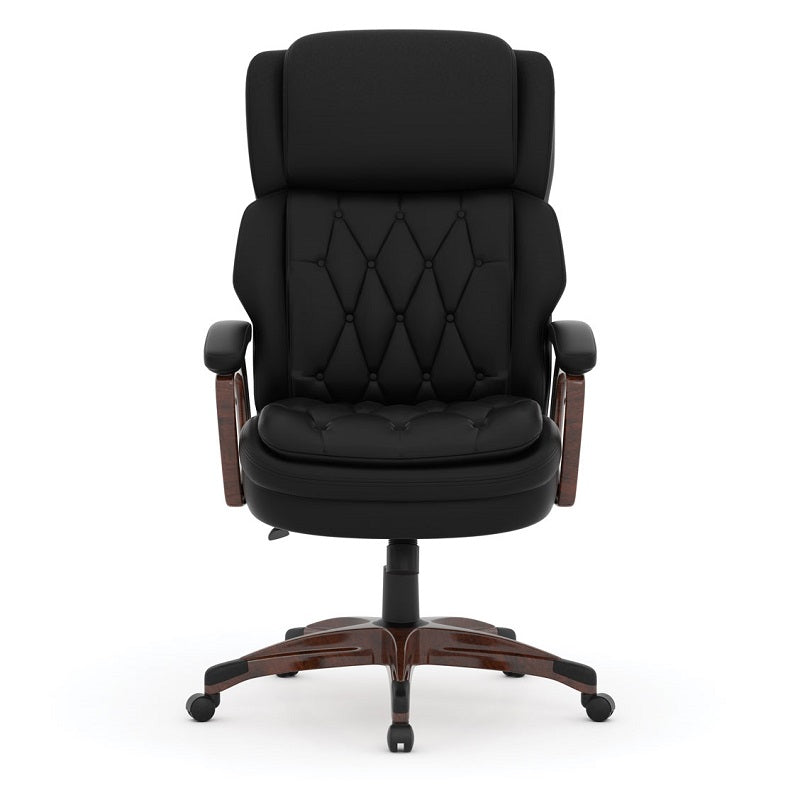 Executive High Back, Tufted Seat and Back with Plastic Wooden Arms and Base freeshipping - Barnhill Desk