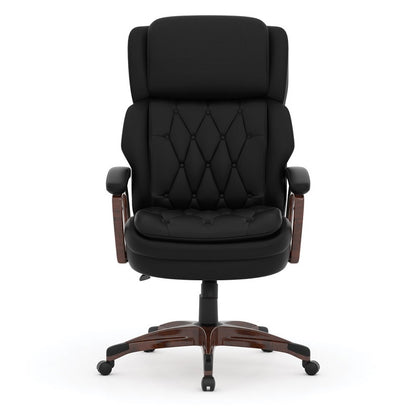 Executive High Back, Tufted Seat and Back with Plastic Wooden Arms and Base freeshipping - Barnhill Desk