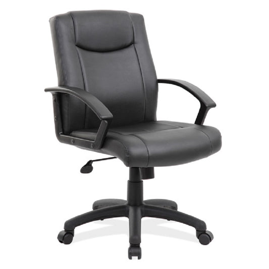 Black Leather Soft Vinyl Mid Back Executive Chair freeshipping - Barnhill Desk