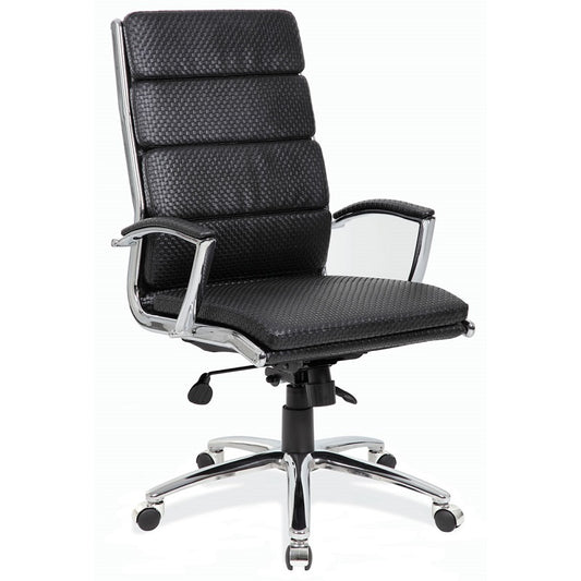 Black Basket Weave Executive High Back w/CHRM Base freeshipping - Barnhill Desk